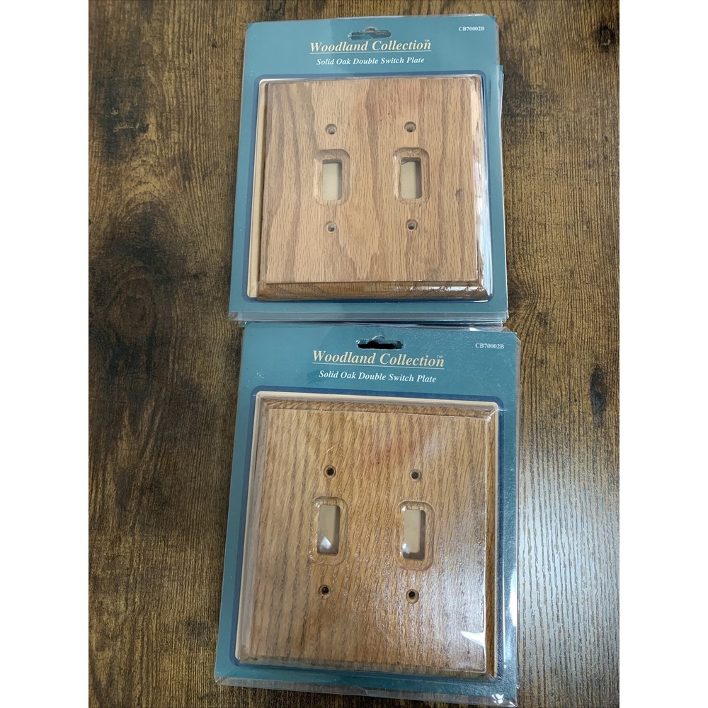VTG Set of 4 WOODLAND COLLECTION - Solid Oak Double Switch‎ Plate~  BRAND NEW